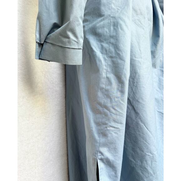 Vintage 80's London Fog Maincoats Blue Belted Waterproof Trench Coat 14 Large - Picture 8 of 10